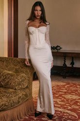 Vintage Ivory Satin Maxi Dress
